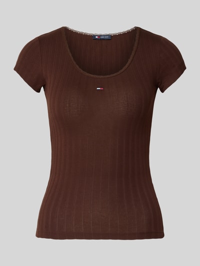 Tommy Jeans Slim fit shirt met ribstructuur Chocoladebruin - 2