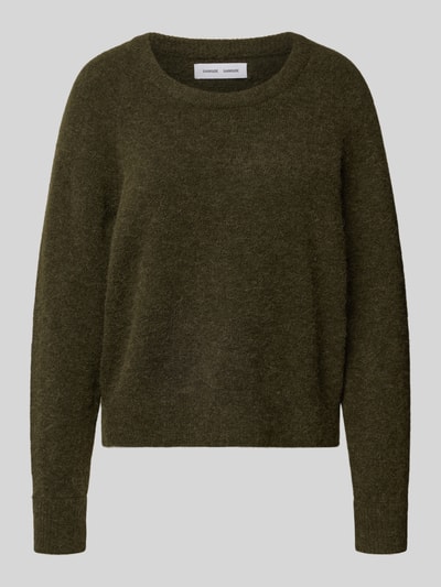 Samsøe Samsøe Strickpullover aus Woll-Mix mit Rundhalsausschnitt Oliv Melange 2