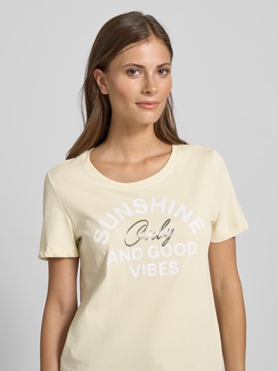 s.Oliver RED LABEL Regular fit T-shirt met print aan de voorkant Zand - 3