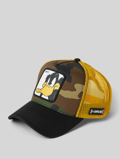 Capslab Trucker Cap mit Motiv-Patch Modell 'Daffy' Oliv 1