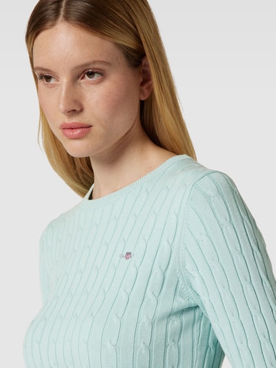 Gant Strickpullover mit Zopfmuster Aqua 3