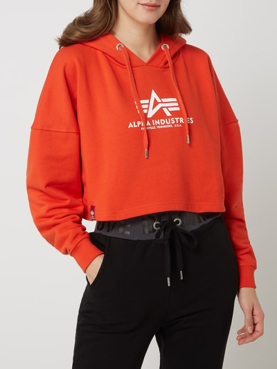 Alpha Industries Bluza krótka o kroju oversized z kapturem z logo Pomarańczowy 4