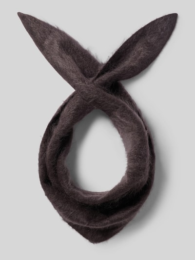 Produktfoto, Schal aus Kaschmir im unifarbenen Design von Christian Berg Woman, rechteckige Form, dunkelbraune Farbe, weiche Textur, Breite 28 cm