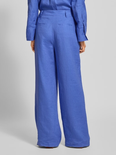 Christian Berg Woman Wide Leg Leinenhose mit Bundfalten Blau 5