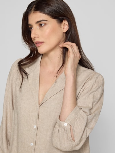 MSCH Copenhagen Relaxed fit linnen blouse met resortkraag, model 'Pennie Ginia' Beige - 3