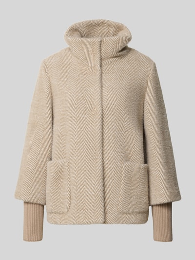 s.Oliver BLACK LABEL Regular Teddy- / Webpelzjacke mit Stehkragen Beige 1
