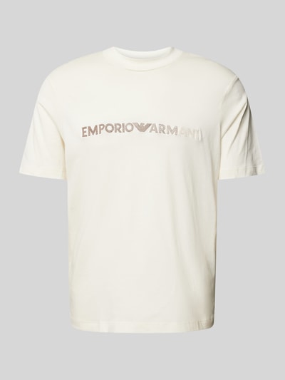 Emporio Armani T-shirt z wyhaftowanym logo Złamany biały 2