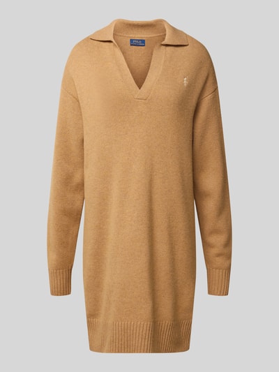 Polo Ralph Lauren Wollen jurk met logostitching Camel - 2
