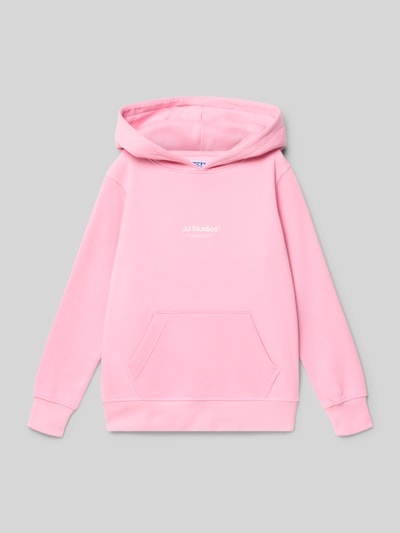 JACK & JONES Bluza z kapturem z nadrukiem z logo Model 'SOHO' Różowy 1