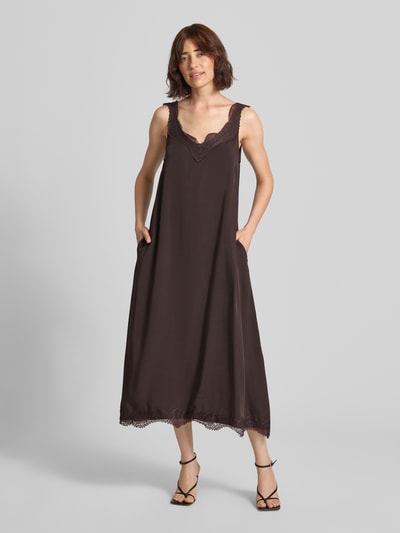 Smith and Soul Relaxed Fit Midikleid aus reinem Lyocell Dunkelbraun 4