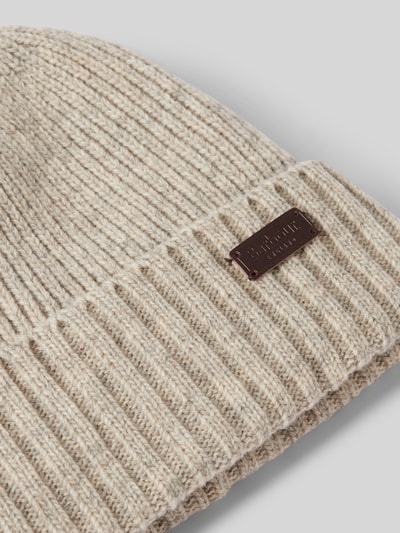 Barbour Czapka beanie z naszywką z logo Jasnoszary melanż 2