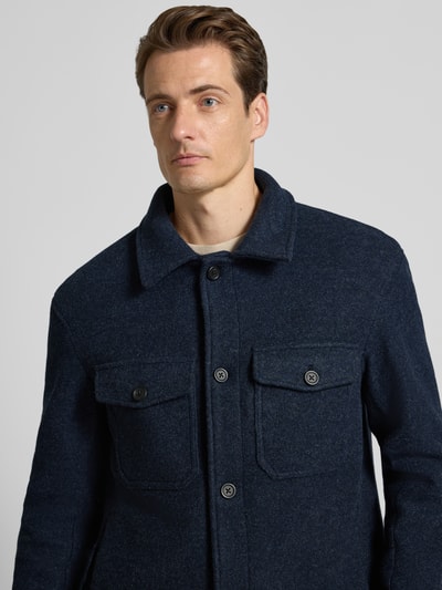 SELECTED HOMME Regular fit wollen jack met platte kraag, model 'MITCH' Marineblauw gemêleerd - 3