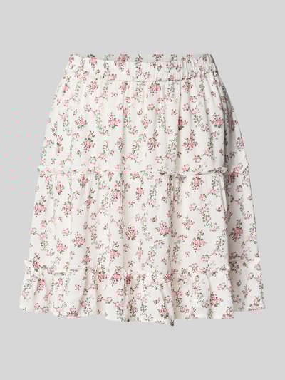 Pieces Ausgestellter Mini-Rock mit Allover-Muster Modell 'NYA' Weiss 2