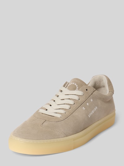 Copenhagen Ledersneaker mit Label-Print Modell 'Retro' Stein 1