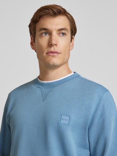 BOSS Orange Sweatshirt met labelstitching, model 'Westart' Bleu - 3