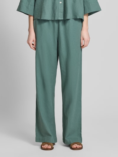 FREE/QUENT Wide Leg Pants aus Leinen-Mix mit elastischem Bund Modell 'Lava' Gruen 4