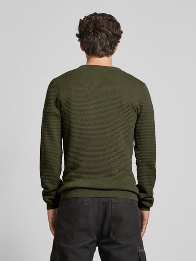 Blend Gebreide pullover met structuurmotief Olijfgroen gemêleerd - 5