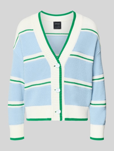 Produktfoto, Regular Fit Cardigan in Strick-Optik von Marc Cain, mieszanka bawełny, dekolt w serek, listwa guzikowa, elastyczne wykończenia