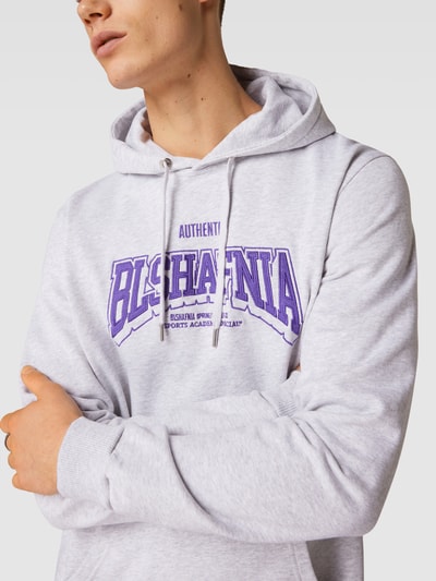 BLS HAFNIA Hoodie met labelstitching, model 'College 2' Lichtgrijs gemêleerd - 3