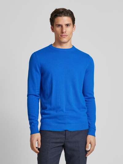 Christian Berg Men Gebreide pullover met ronde hals Koningsblauw gemêleerd - 4