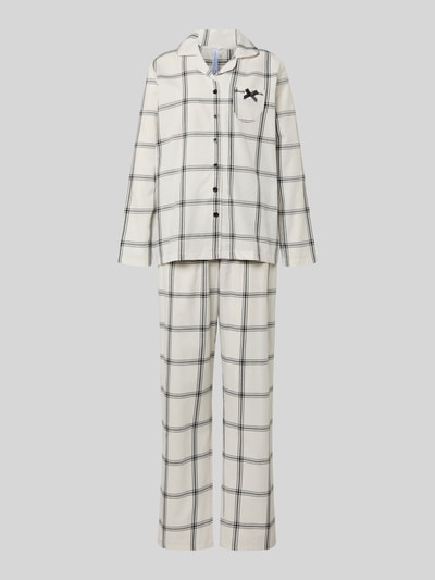 LOUIS & LOUISA Pyjama aus Flanell mit Label-Stitching Modell 'Wohlfühl-Momente' Beige 1