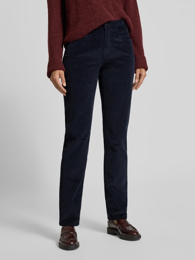 Brax Slim fit corduroy broek in 5-pocketmodel, model 'Carola' Marineblauw - 4