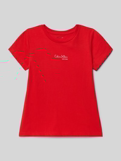 Calvin Klein Jeans Regular fit T-shirt met logoprint, model 'Signature' Rood - 1