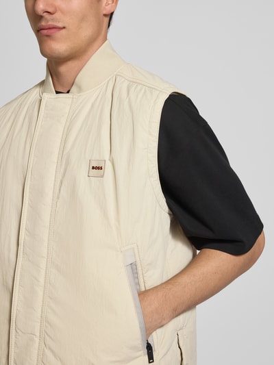 BOSS Orange Relaxed fit outdoor-bodywarmer met blinde ritssluiting Zand - 3