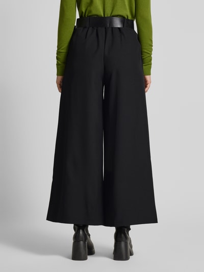 ZABAIONE Wide leg stoffen broek met riem Zwart - 5