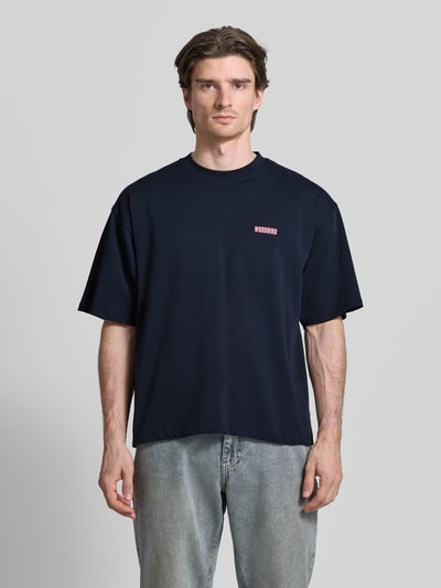 WOODBIRD T-shirt z nadrukiem z logo Model „Beam” Granatowy 4