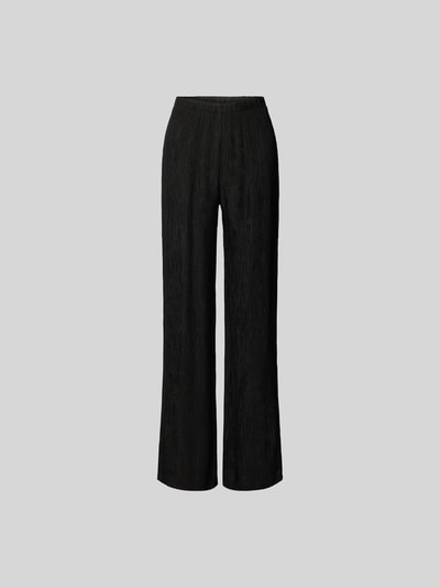 Produktfoto, Straight Fit Stoffhose aus Viskose-Mix von Anine Bing in Schwarz mit Strukturmuster, elastischem Bund und Eingrifftaschen.