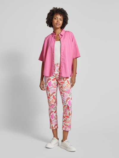 Gardeur Slim Fit Hose mit floralem Allover-Print Modell 'ZURI' Pink 1