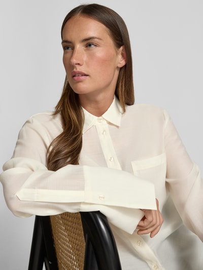Stefanel Regular fit overhemdblouse met borstzak Offwhite - 3