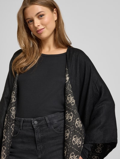 GUESS Poncho mit Logo-Muster und Bindegürtel Black 3