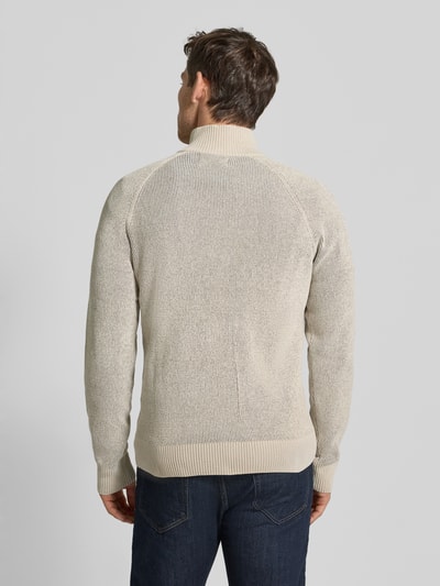 JAKE*S STUDIO MEN Cardigan met opstaande kraag en ritssluiting Ecru - 5