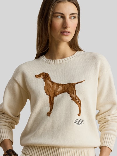 Lauren Ralph Lauren Sweter w kroju regular fit z czystej bawełny Écru 3