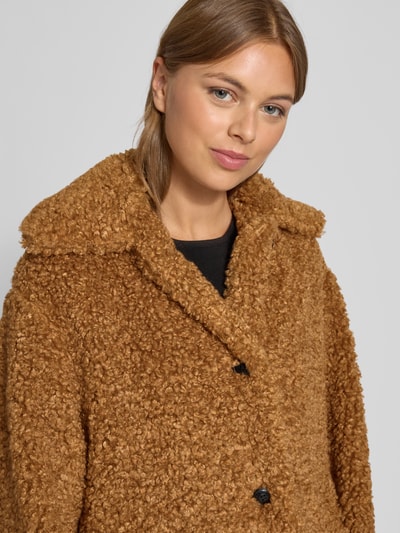 HUGO Płaszcz z futerka o kroju regular fit z wykładanym kołnierzem model ‘MIMINA-1’ Koniakowy 3