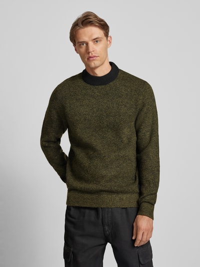 Jack & Jones Gebreide pullover met labeldetail, model 'COSPACE' Olijfgroen - 4