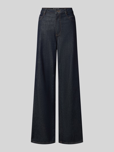 Produktfoto, dunkelblaue Wide Leg Jeans aus Baumwoll-Mix Modell 'MADINA' von Tom Tailor, glatte Textur, Damen Wide & Loose Fit Jeans