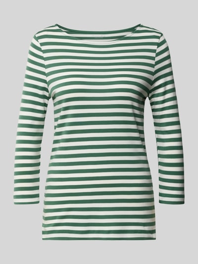 Produktfoto, Longsleeve mit 3/4-Arm von Christian Berg Woman, grün-weiß gestreift, reine Baumwolle, gerader Schnitt, Rundhalsausschnitt