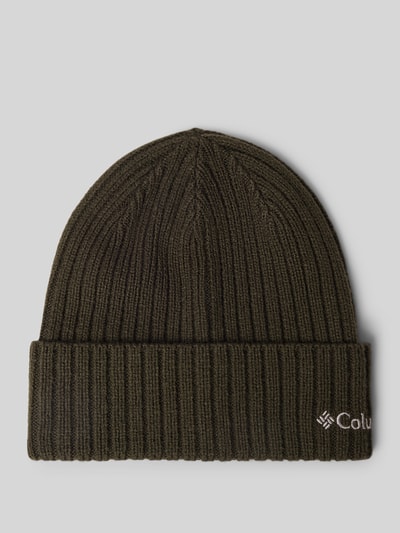 Produktfoto, Mütze in Strick-Optik Modell 'COLUMBIA' von Columbia, dunkles Material, gesticktes Logo, fixierter Saum, Herren Mütze