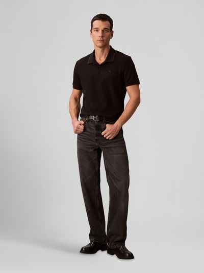 CK Calvin Klein Poloshirt mit Logo Stitching aus reiner Baumwolle Black 1