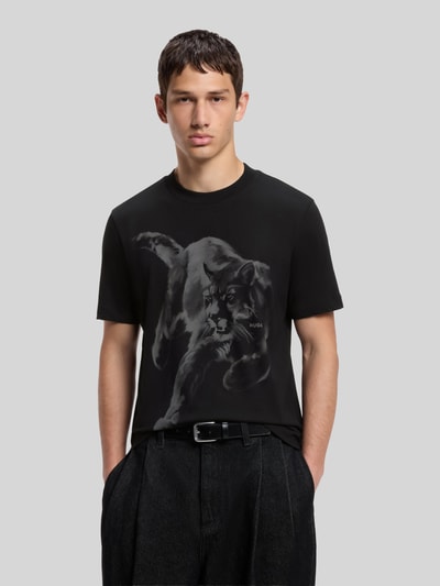 HUGO Regular Fit T-Shirt aus reiner Baumwolle Modell 'Daffilo'  Black 4