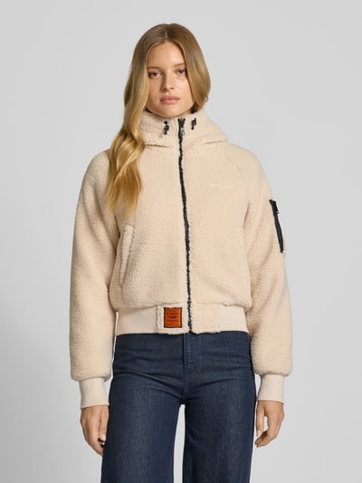 Original Bombers Fleecejack met capuchon en labelstitching Beige - 4