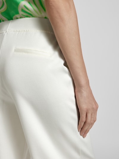Milano Italy Spodnie materiałowe o rozkloszowanym kroju z elastycznym pasem Złamany biały 3