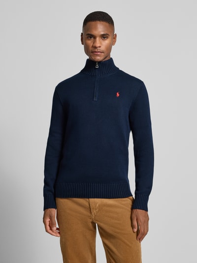 Polo Ralph Lauren Sweter z dzianiny z prążkowanymi wykończeniami Granatowy 4