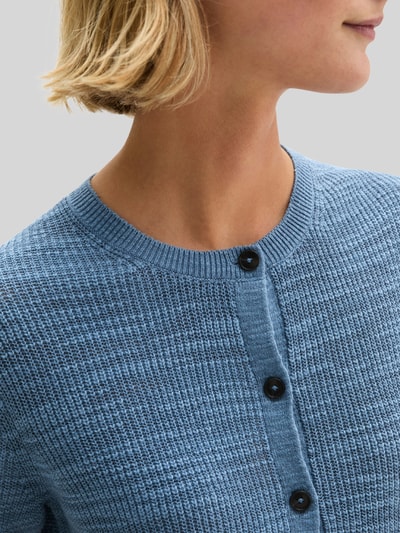 Marc O'Polo Loose Fit Strickjacke aus Baumwolle-Leinen-Mix Hellblau Melange 3