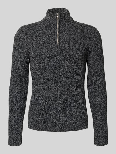 Only & Sons Regular fit schipperstrui met korte ritssluiting, model 'JOIN' Antraciet - 2