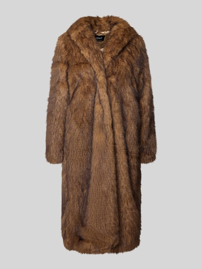 Only Płaszcz z imitacji futra o kroju regular fit z kołnierzem z połami model ‘DAWN’ Jasnobrązowy 2