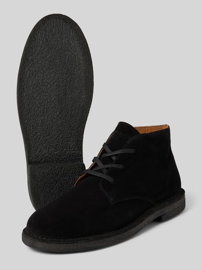 SELECTED HOMME Leren veterschoenen met siernaden, model 'RIGA' Zwart - 3